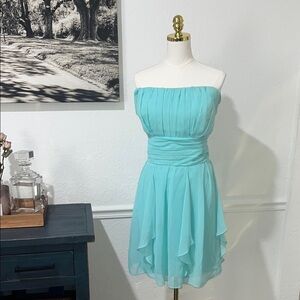 Elegant Strapless Blue Dress